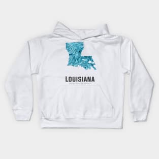 Louisiana state map abstract blue Kids Hoodie